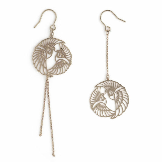 Pierced Earrings - Stainless Silver - Crane - Asymmetrical Design