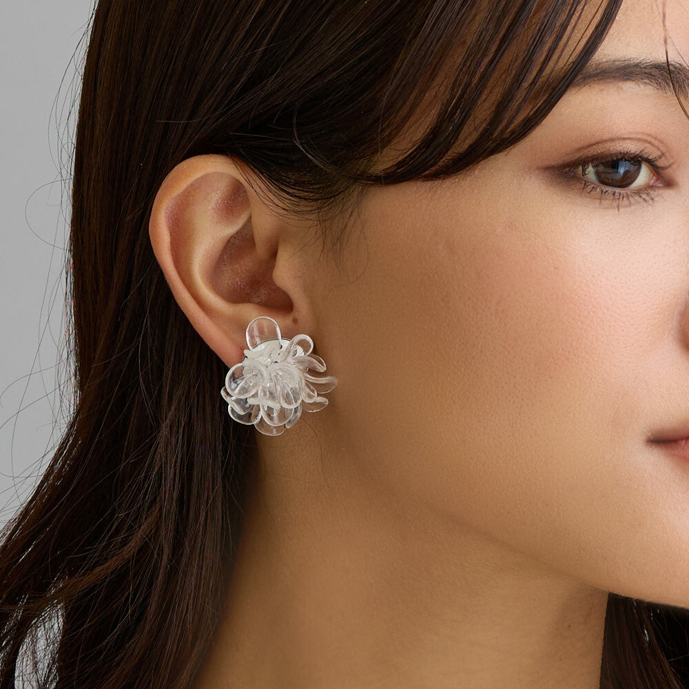 Pierced Earrings - Clear Bloom