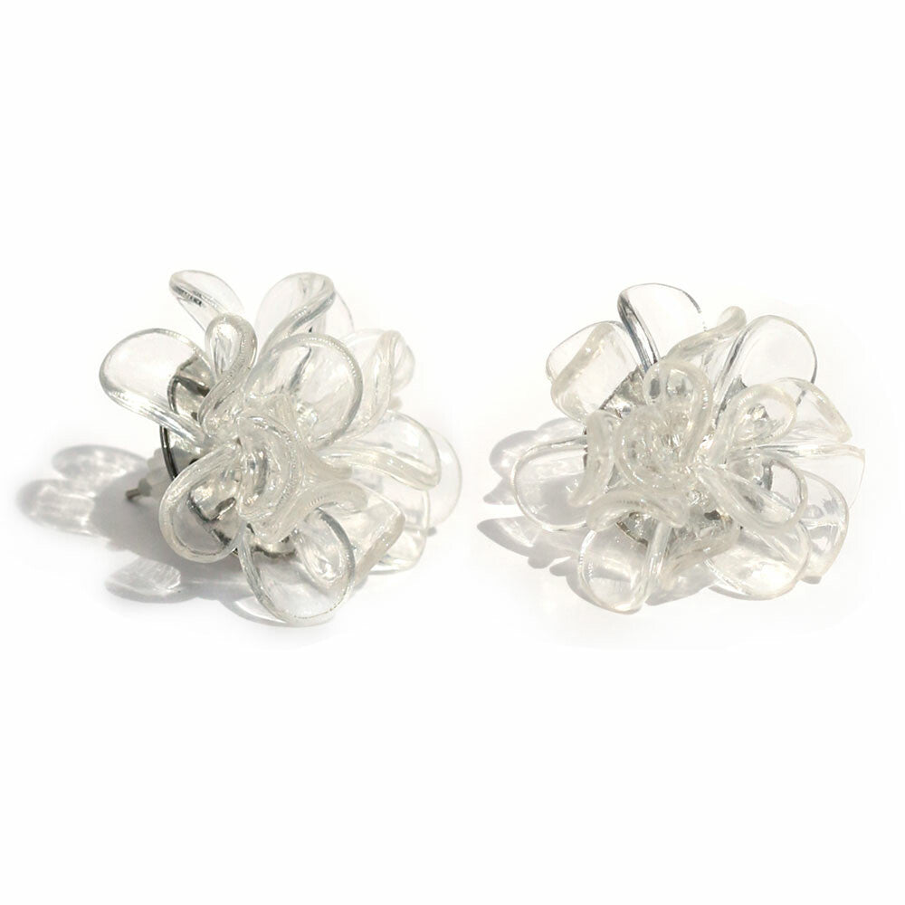 Pierced Earrings - Clear Bloom