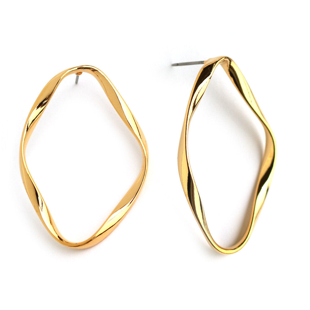 Pierced Earrings - Square Gold