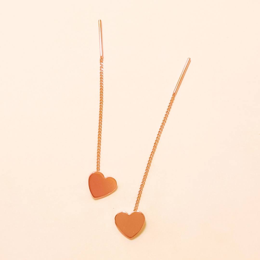 Pierced Earrings - Threader Heart Chain