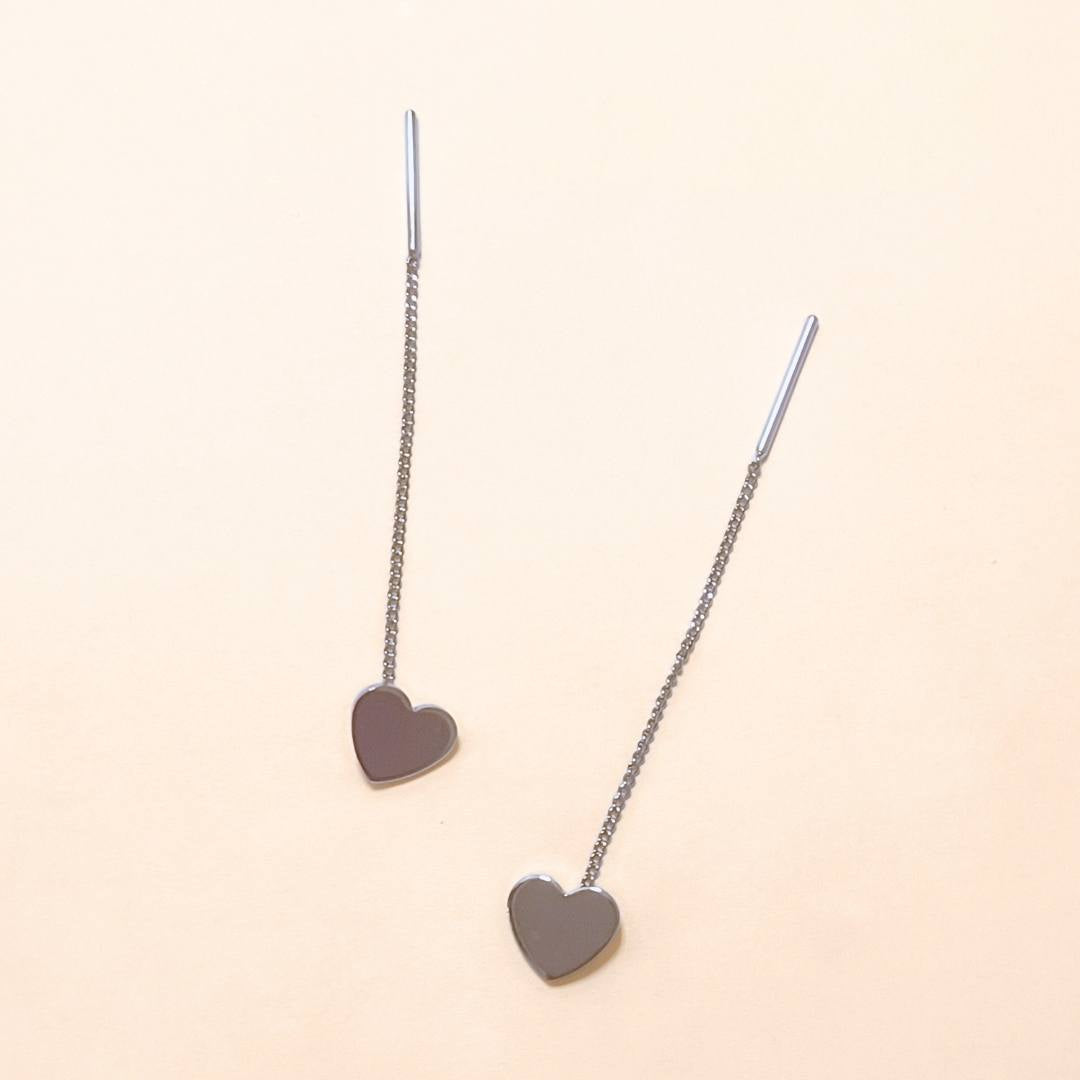 Pierced Earrings - Threader Heart Chain