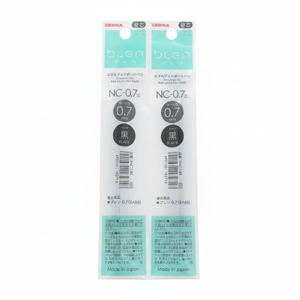 Zebra blen ink Refill Emulsion Ink 0.7mm 2Pack, Made In JAPAN