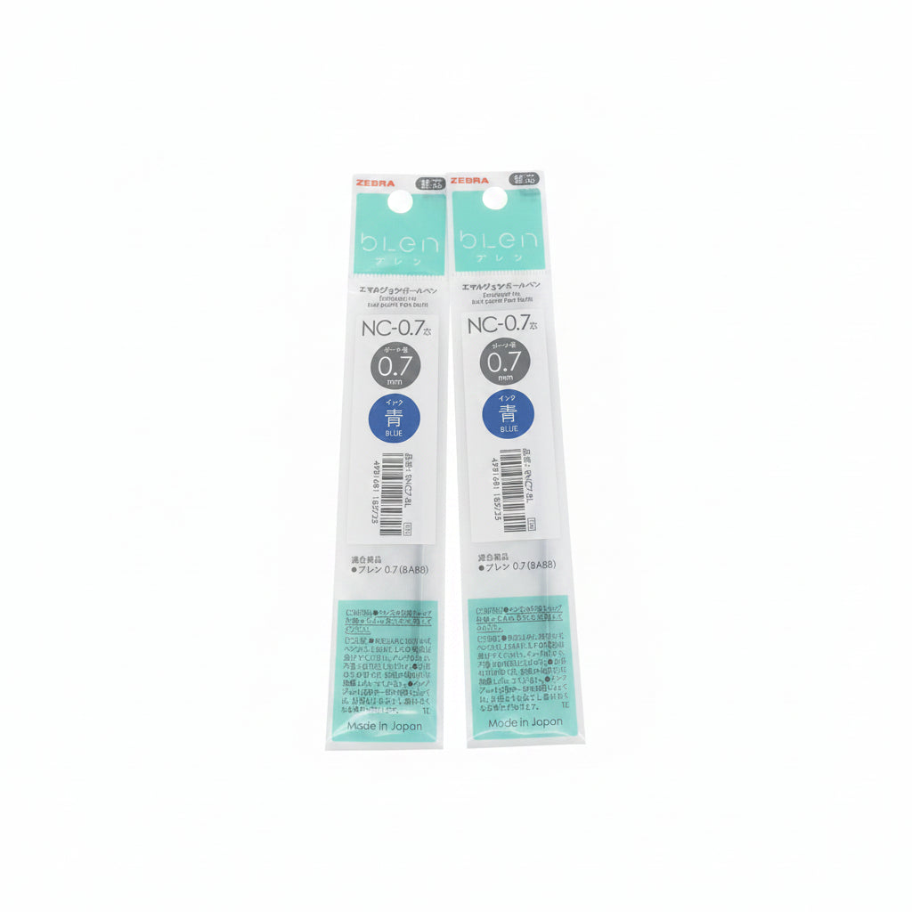 Two packages of Zebra pen ink refill cartridges, model NC-0.7, with cyan ink, shown on a white background.