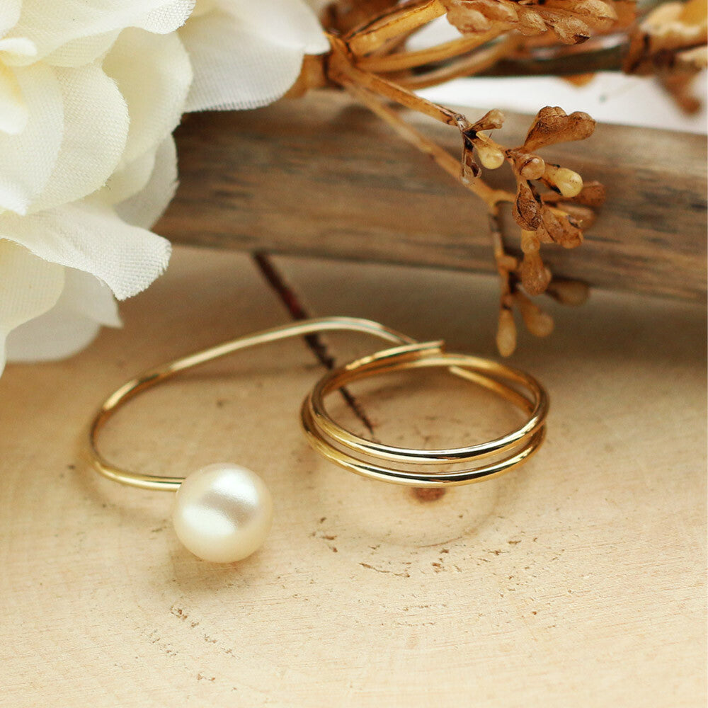 Duo Finger Ring-Nickel Free-Pearl