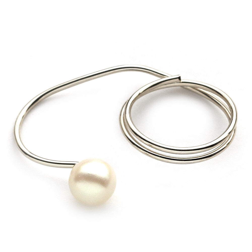 Duo Finger Ring-Nickel Free-Pearl