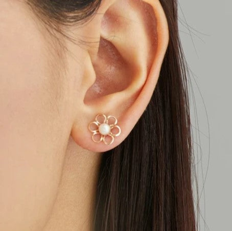 Flower - Clip on Earrings - Pink Gold