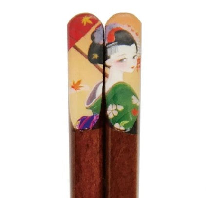 Chopsticks Japanese Anime Art "Geisha & Samurai"